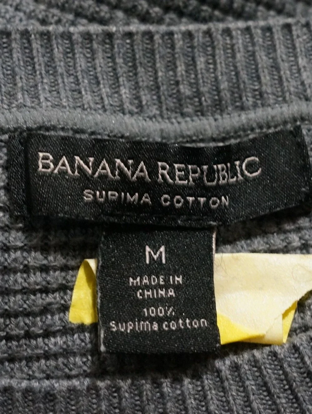 Banana Republic Supima Cotton Waffle Knit Crewneck Sweater Size Meduim Gray